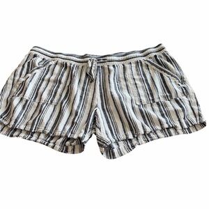 St. John's Bay Women's Striped Cargo Shorts Linen Blend Size 3X Ties Pockets